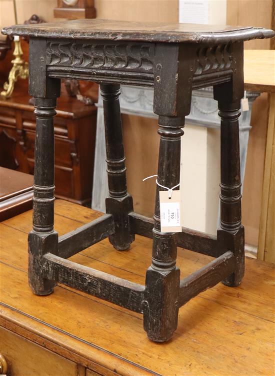 A late 17th century joynt stool W.46cm